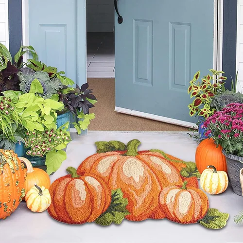 Miniatura 4 de Alfombra de calabaza de Acción de Gracias, 31 x 22 pulgadas, antideslizante, lavable, tapete de bienvenida de otoño, bonito tapete de otoño