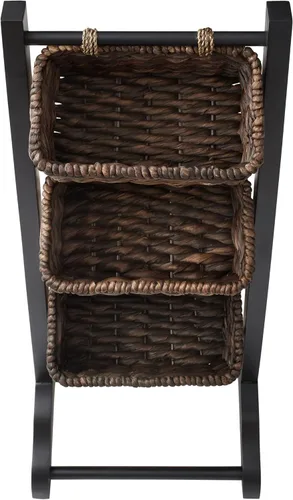 Miniatura 6 de Casafield Soporte de Piso de 3 Niveles con Canastas de Almacenamiento de Jacinta de Agua, Negro/Espresso - Organizador de Pie para Baño, Cocina