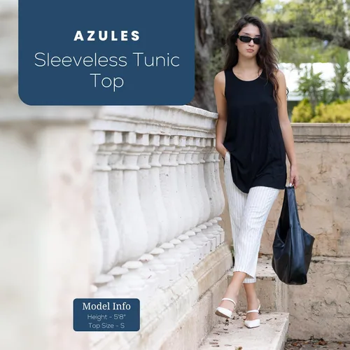 Miniatura 2 de Azules Sleeveless Tunic Tops for Women – Flowy Loose Fit Rayon Tank Tops Dressy Long Tunics for Leggings & Summer Outfits