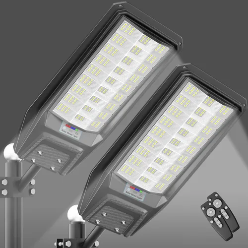loyoele Farola solar para exteriores, impermeable, del anochecer al amanecer, 9800 W, luces solares de estacionamiento comercial, gran luz de