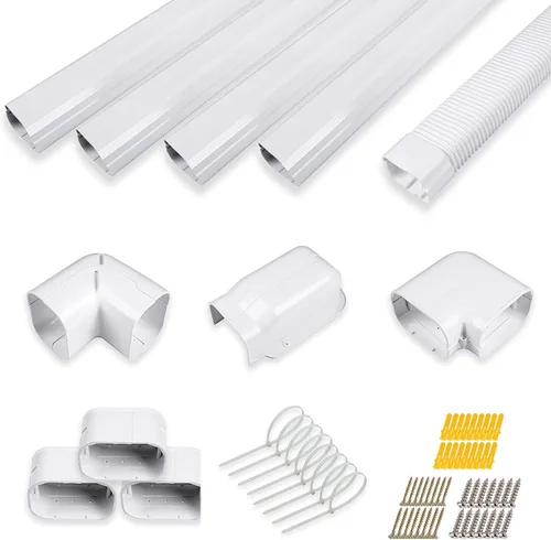 LyPrem 17ft Mini Split Line Set Cover 5" PVC Line Cover Kit para Mini Split y Central Aire Acondicionado y Bomba de Calor (blanco)