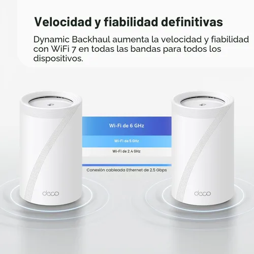 Miniatura 9 de TP-Link Deco 7 Pro BE63 Tri-Band WiFi 7 BE10000 Sistema de malla para todo el hogar - 6-Stream 10 Gbps, 4 puertos de 2.5G con cable de retroceso, 4