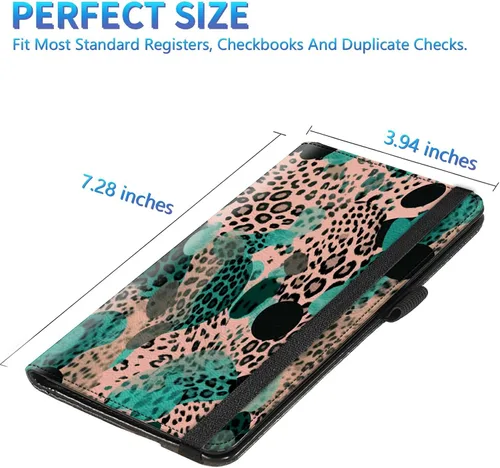 Miniatura 49 de Funda para chequera para hombres y mujeres, cartera de cuero RFID con ranuras para tarjetas de crédito, soporte de cheques duplicados personales