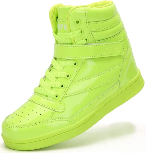 Miniatura 6 de UBFEN Womens High Top Ankle Support Sneakers Vibrant Colour Hidden Wedge Heel Retro 80s Tennis Shoes for Girls Cosplay Removable Insole Footwear