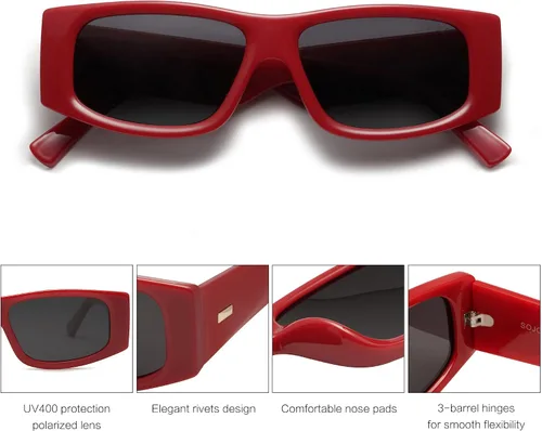 Miniatura 42 de SOJOS Gafas de sol polarizadas rectangulares Y2K de moda para mujeres y hombres, gafas de sol rave de diseñador de moda SJ2228