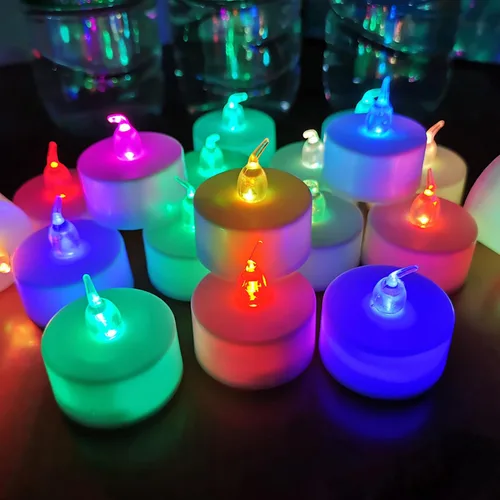 Miniatura 12 de LANKER Paquete de 24 velas de té negras – Luces LED sin llama amarillas cálidas parpadeantes – Velas falsas de larga duración a pilas – Decoración