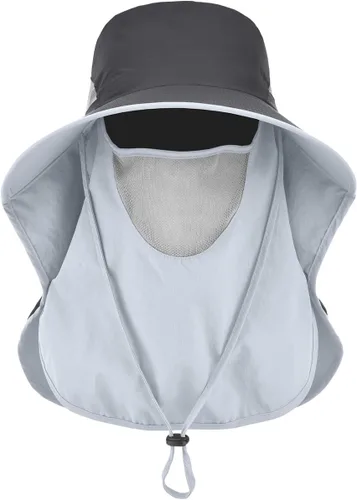 Miniatura 11 de LCZTN - Sombrero de protección solar de ala ancha, sombrero de pesca con solapa para cara y cuello, protección UPF 50+