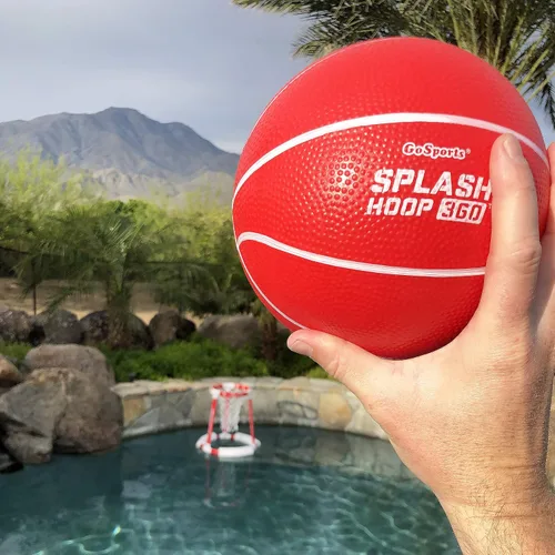 Miniatura 8 de GoSports Splash Hoop 360 - Juego de baloncesto flotante para piscina - Elija rojo o azul - Incluye aro, 2 pelotas y bomba
