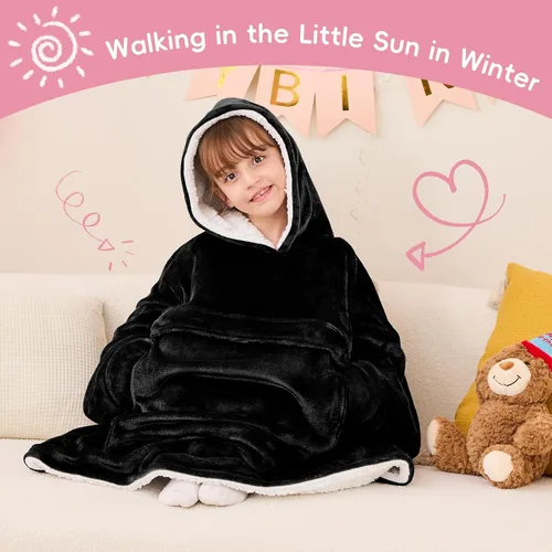 Miniatura 2 de yescool Manta de vestir con capucha para niños, regalos de cumpleaños para niñas adolescentes, para niños de 8 a 15 años, sudadera de gran