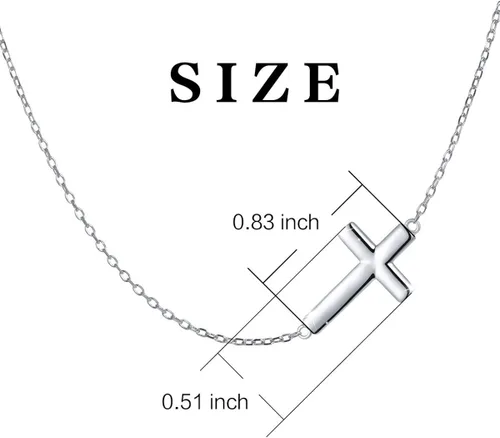 Miniatura 5 de DAOCHONG Gargantilla de plata esterlina S925 con cruz lateral de 14 pulgadas a 18 pulgadas