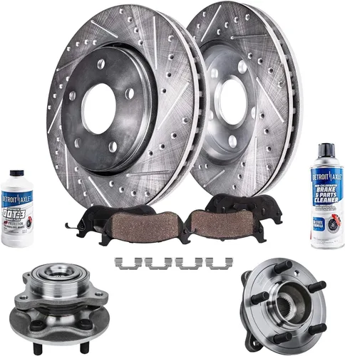 Miniatura 48 de Detroit Axle - Kit de freno delantero para Ford Explorer Mercury Mountaineer 2002-2005 Bujes de rodamiento de rueda perforados y ranurados rotores