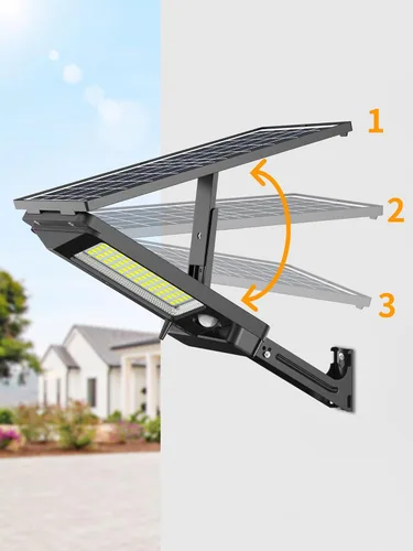 Miniatura 5 de intelamp Luces de calle solares para exteriores impermeables 3000LM 12500mAh Sensor de movimiento dual de atardecer a amanecer lámpara de inundación