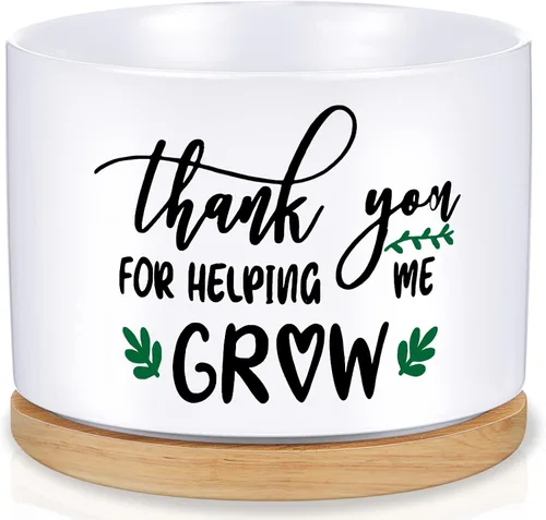 Newtay Regalo de Apreciación Navideño para Maestros Gracias por Ayudarme a Crecer Regalos Macetas de Cerámica para Suculentas Navidad Blanca Flor
