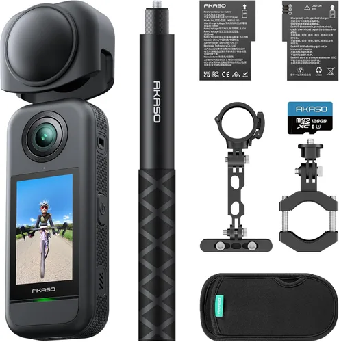 Miniatura 10 de AKASO Combo de creador de cámara de acción 360: video 360 de 5.7K con sensores de 1/2 pulgada de 48 MP, foto 360 de 72 MP, 360 supersuave, palo