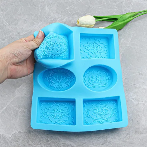 Miniatura 4 de Moldes de jabón para hacer jabón, paquete de 2 moldes de silicona para jabón, molde de jabón hecho a mano, rectangular, ovalado y formas de flores