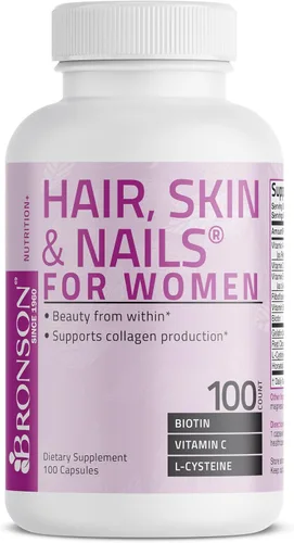 Miniatura 6 de Bronson Suplemento vitamínico extra fuerte para cabello, piel y uñas con biotina para mujeres, 100 cápsulas