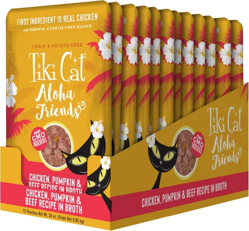 Miniatura 2 de Tiki Cat Aloha Friends, pollo, calabaza y carne de res, sin granos y alta humedad, alimento húmedo para gatos para todas las etapas de la vida