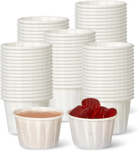 Fit Meal Prep [Paquete de 500] Vasos de papel tratado de 0.75 onzas para porciones de soufflé para muestras de condimentos para medir gelatina shots
