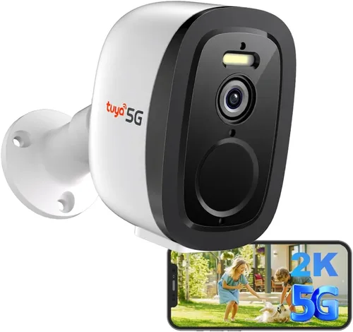Cámaras de seguridad 2K inalámbricas para exteriores con WiFi 2.4G/5G, cámaras Tuya alimentadas por batería para seguridad del hogar, detección de