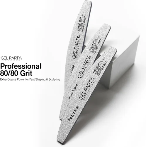 Miniatura 25 de GELPARTY - Limas de uñas profesionales de grano 80/80 cuadradas, paquete de 12 tablas de esmeril lavables de doble cara, grano extra grueso