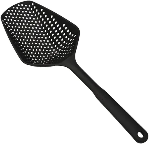 Miniatura 13 de SEIWEI Cuchara coladora grande, colador de herramientas de mango largo, cuchara de drenaje, colador de pasta resistente al calor, cocina para Azul