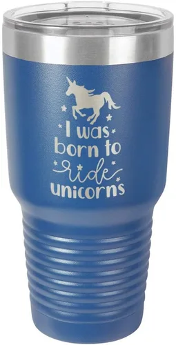 Miniatura 11 de I Was BORN TO RIDE UNICORNS Grabado vaso de 325 ml, grabado con láser, taza de viaje de acero con recubrimiento en polvo, libre de BPA, con camello