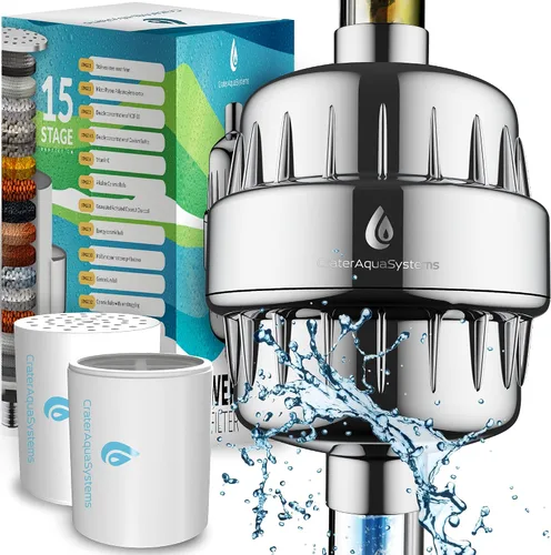 Miniatura 6 de Filtro de ducha con capa plateada – Cabezal de ducha de varias etapas para agua dura – Elimina el plomo de fluoruro de cloro – Reemplazo de 2