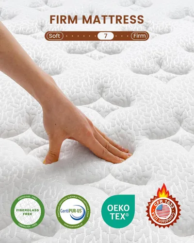 Miniatura 5 de BedStory Colchón de tamaño matrimonial de 12 pulgadas, colchón híbrido firme en una caja, soporte lumbar ortopédico con bobinas envueltas