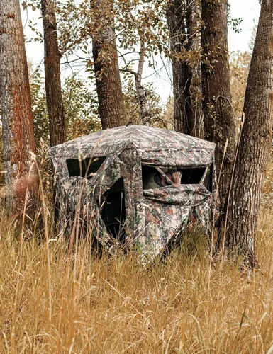 Miniatura 7 de TIDEWE Hunting Blind 270°Full See Through with Windproof Curtain, Silent Magnetic Door & Sliding Windows, Pop Up Ground Blind with Carrying Bag