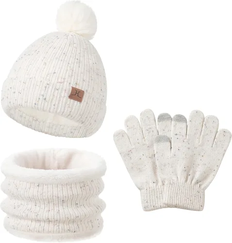 Toddler Hat Scarf Glove Set 2t-4t Boy Girls Winter Beanie Hat Neck Warmer Mitten Kids Hats And Gloves Ages 4-8 Fleece Lined