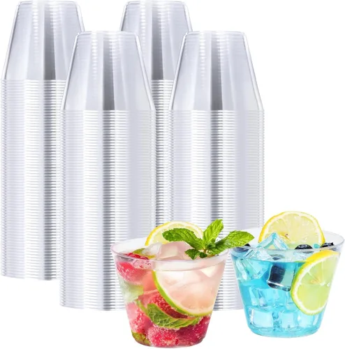 Miniatura 7 de BYSNOW Paquete de 50 vasos de plástico transparente de 9 onzas, vasos desechables de plástico duro para fiestas, copas de vino, vasos desechables
