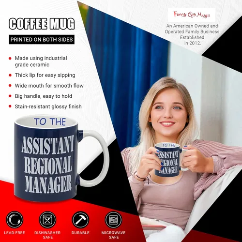 Miniatura 2 de Funny Guy Mugs Assistant To The Regional Manager - Taza de café de cerámica de 11 onzas, taza de café divertida ideal para mujeres y hombres, taza