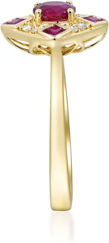 Miniatura 5 de Gin & Grace Anillo de rubí genuino Mozambique de oro amarillo de 10 quilates con diamantes para mujer Joyas hechas a mano con forma de rubí