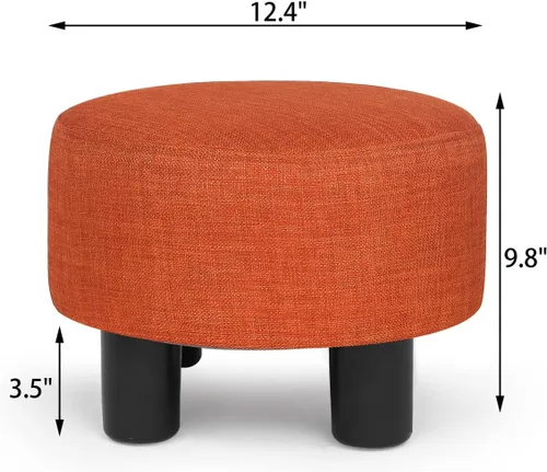 Miniatura 3 de Joveco Taburete pequeño otomano, reposapiés corto redondo para silla, escritorio debajo de la oficina, sala de estar, naranja