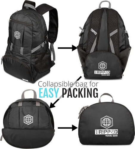 Miniatura 2 de Mochila de viaje: mochila ligera para senderismo, gimnasio y avión, Negro azabache, 35 liters, Mochilas Daypack