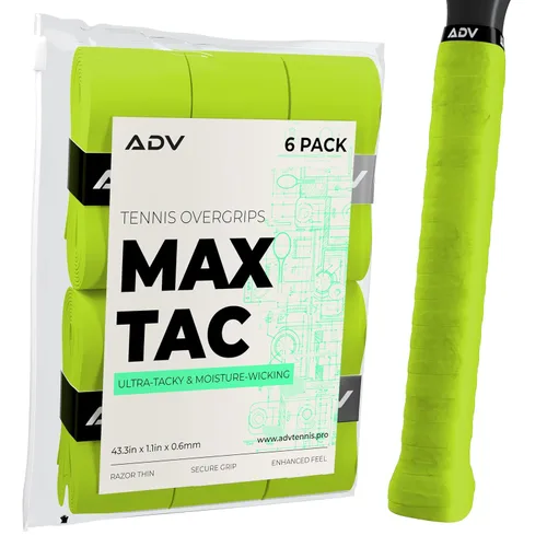 Miniatura 9 de ADV MaxTac Tacky Tennis Overgrip - Paquete de 6 Empuñaduras de Tenis Antideslizantes Extremadamente Pegajosas Overgrip - Cinta de Agarre
