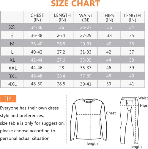 Miniatura 3 de SIMIYA Thermal Underwear Set for Men Long Johns with Fleece Lined