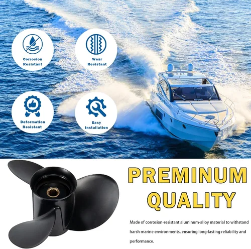 Miniatura 4 de 10.1 x 13 OEM actualización de aluminio fuera de borda hélice para barco BRP, Johnson, Evinrude, OMC Stern Drive 15-35HP, 14 dientes ranurados