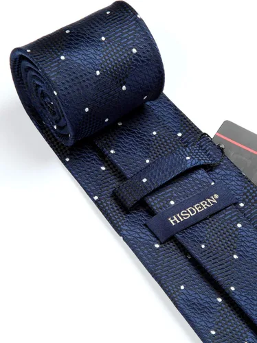 Miniatura 31 de HISDERN Conjunto de corbata a cuadros a cuadros pañuelo tejido clásico formal para hombre corbata y bolsillo cuadrado