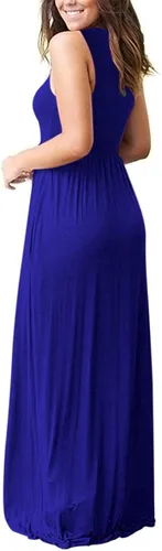 Miniatura 5 de AUSELILY Vestido largo informal sin mangas, sin mangas, con bolsillos, para mujer