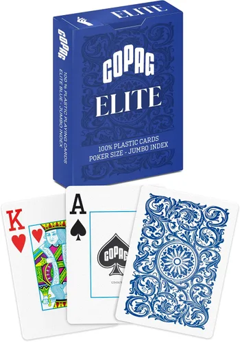 Miniatura 12 de Copag Elite cartas de juego 100% de plástico, tamaño póquer (estándar) índice Jumbo, baraja individual (negro)