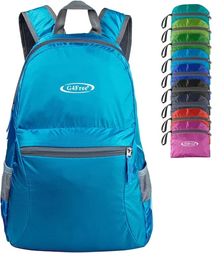 Miniatura 10 de G4Free Mochila ligera plegable de 20L, mochila de senderismo para viajes, mochila de día plegable para hombres y mujeres Naranja
