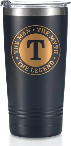Miniatura 31 de Taza The Man the Myth the Legend con iniciales, vaso de viaje de acero inoxidable con monograma para hombres, divertida taza de café personalizada