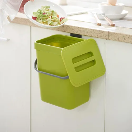 Miniatura 3 de Contenedor pequeño de compostaje de cocina de 3 litros, contenedor para encimera del hogar con tapa para compostador de basura (A)