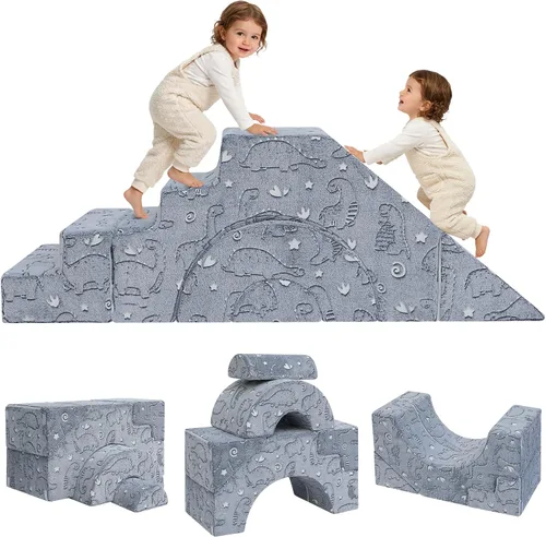 Miniatura 13 de MeMoreCool - Sofá modular para niños, sofá de espuma con diseño de tobogán y escalera, sofá convertible para niños para sala de juegos, mueble