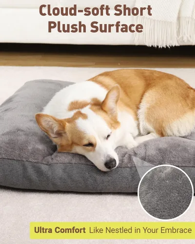Miniatura 3 de NUPIDA Cama para perro para jaula para perros medianos y grandes, cama lavable a máquina, almohadilla de felpa para perrera con parte inferior Gris