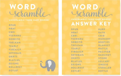 Miniatura 7 de Andaz Press Colección de elefante neutro de género amarillo y gris, pancarta colgante con cuerda, tarjetas y regalos, 5 pies, 1 juego, decoración