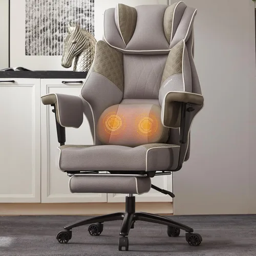 Miniatura 11 de Dowinx Silla de oficina grande y alta con soporte lumbar de masaje, silla de oficina ejecutiva con cojín de asiento ancho y grueso y reposabrazos