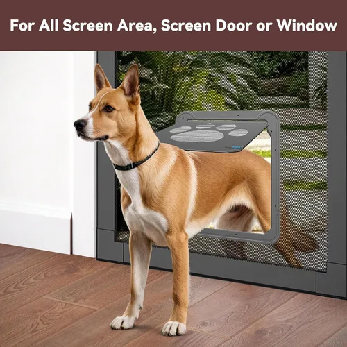 Miniatura 5 de Puerta de perro grande para puerta mosquitera, fácil de instalar Puerta mosquitera para mascotas con cerradura para puerta corredera, puerta