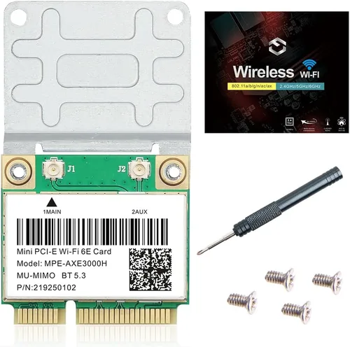 WiFi 6E Half Mini PCI-E Tarjeta de red WiFi 802.11AX AC MPE-AXE3000H 2.4GHz 5GHz 6GHz 5400Mbps Tarjeta inalámbrica BT5.3 MU-MIMO mini PCIe Wi-Fi 6E